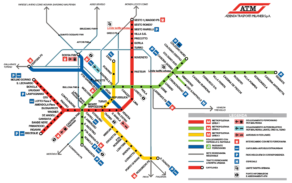 схема метро в милане